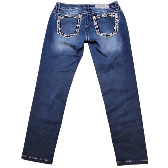 Miss Me Y2K Skinny Crop Low Rise Jeans Sz 27 Crystal Embellished Jeans - Picture 2 of 12